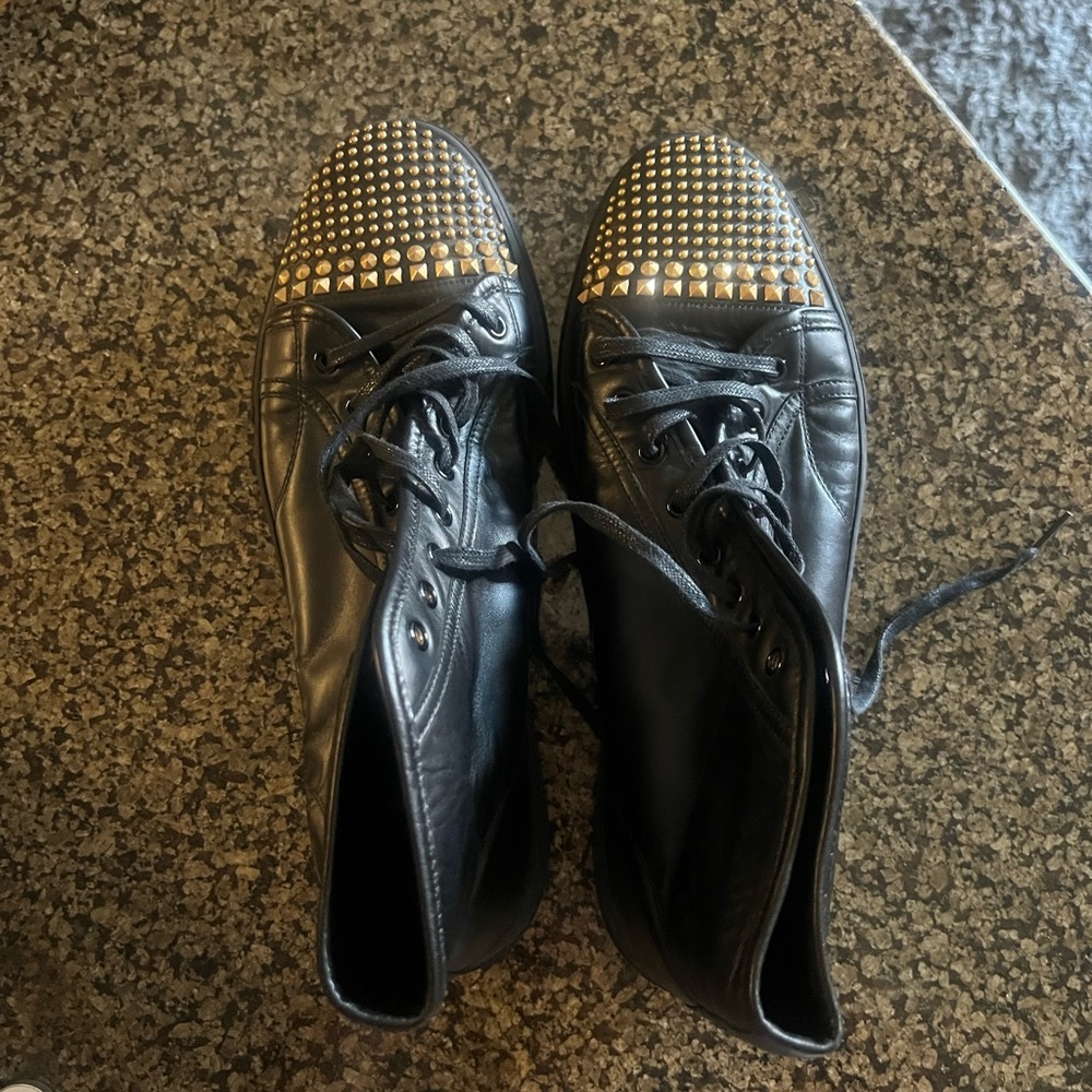 Men size 13 black studded Gucci sneakers